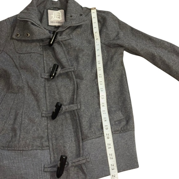 Dollhouse Woolblend Y2K Gray Button Up Zip Sweater Jacket Women’s M Winter Warm - Picture 12 of 13